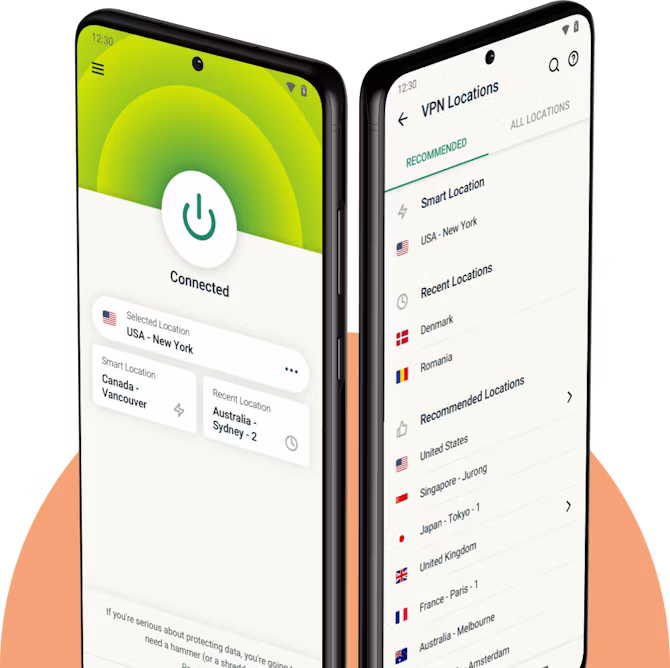 Ponsel Android dengan ExpressVPN