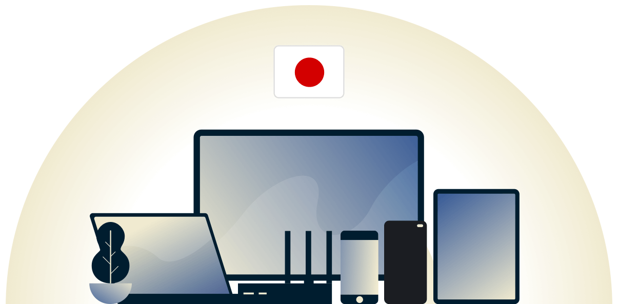 VPN per il Giappone che protegge una varietà di dispositivi.